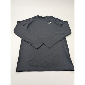 Gymshark Women's M Athleisure Yoga Crew Neck Black Long‎ Sleeve Seamless Shirt